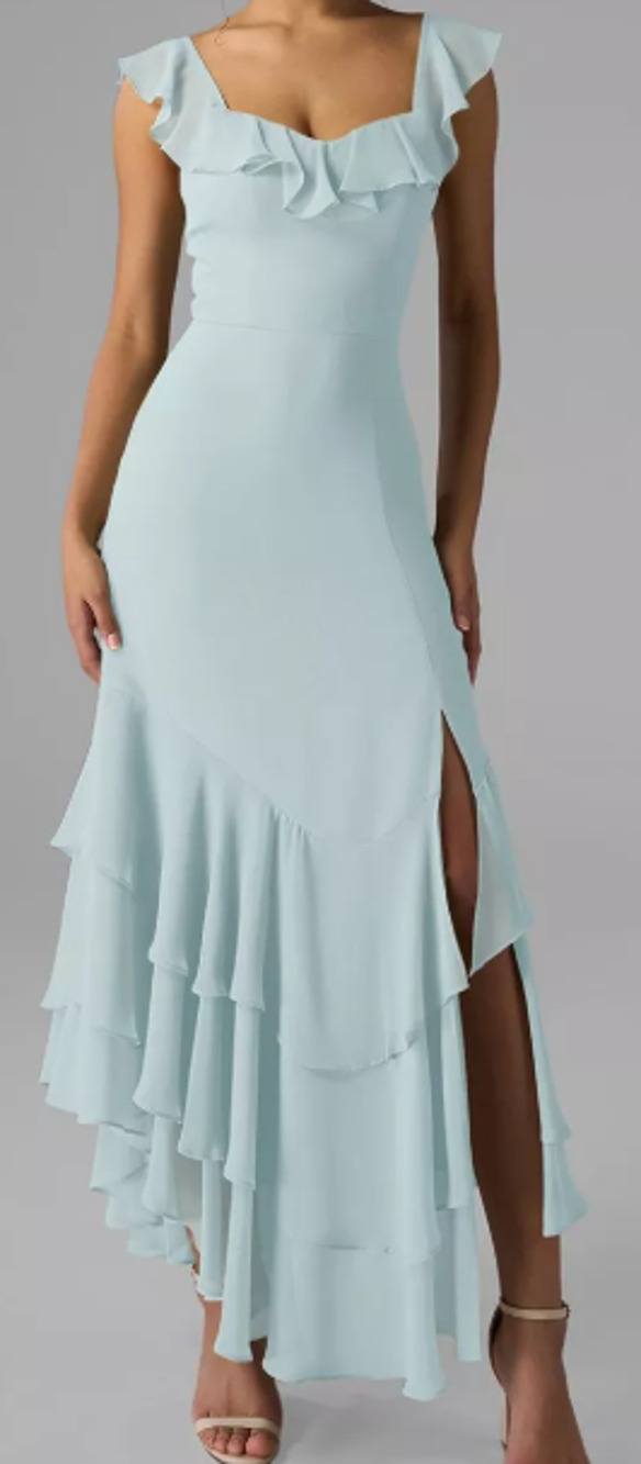 AW BRIDAL 0 XS skylight blue chiffon Anaya bridesmaid party maxi dress NEW 0B18